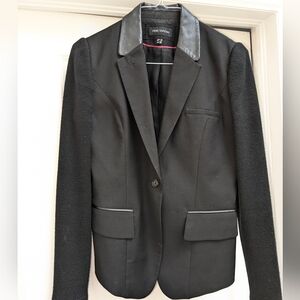 Pink Tartan Black Blazer with Leather Accents